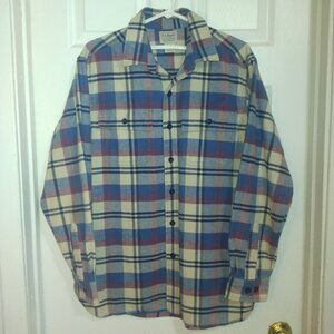L.L. Bean Heavy Weight Cotton Blue/Cream/Red Plaid Flannel